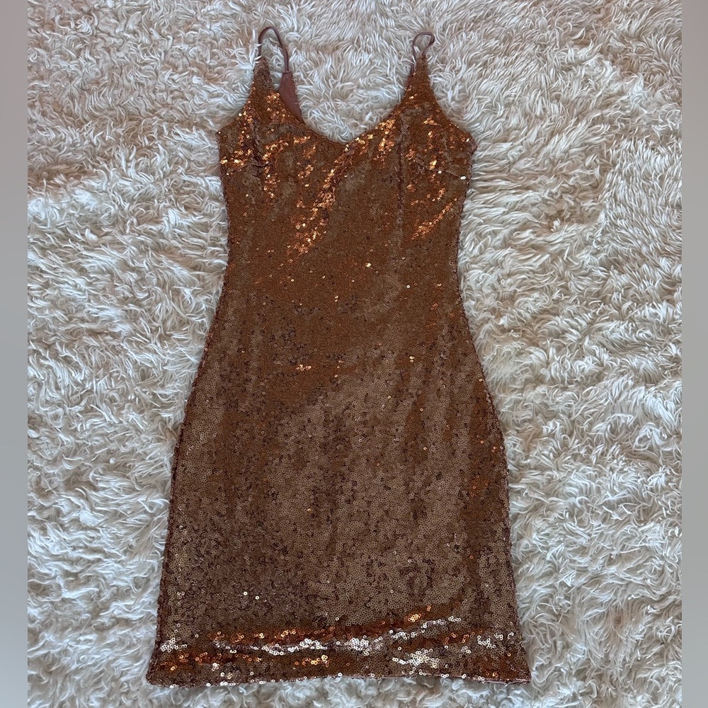 Rose Gold Sequin Mini Dress